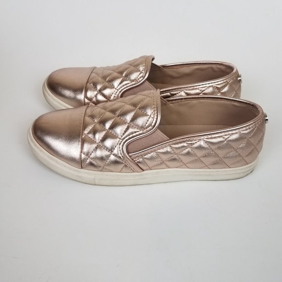 Steve Madden Zaander Pink Rose Gold Shiny Faux Leather Slip On Loafers - Picture 6 of 16
